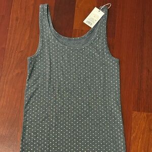 A New Day Heathered Gray with Gold Dots Ribbed Tank Top - NWT